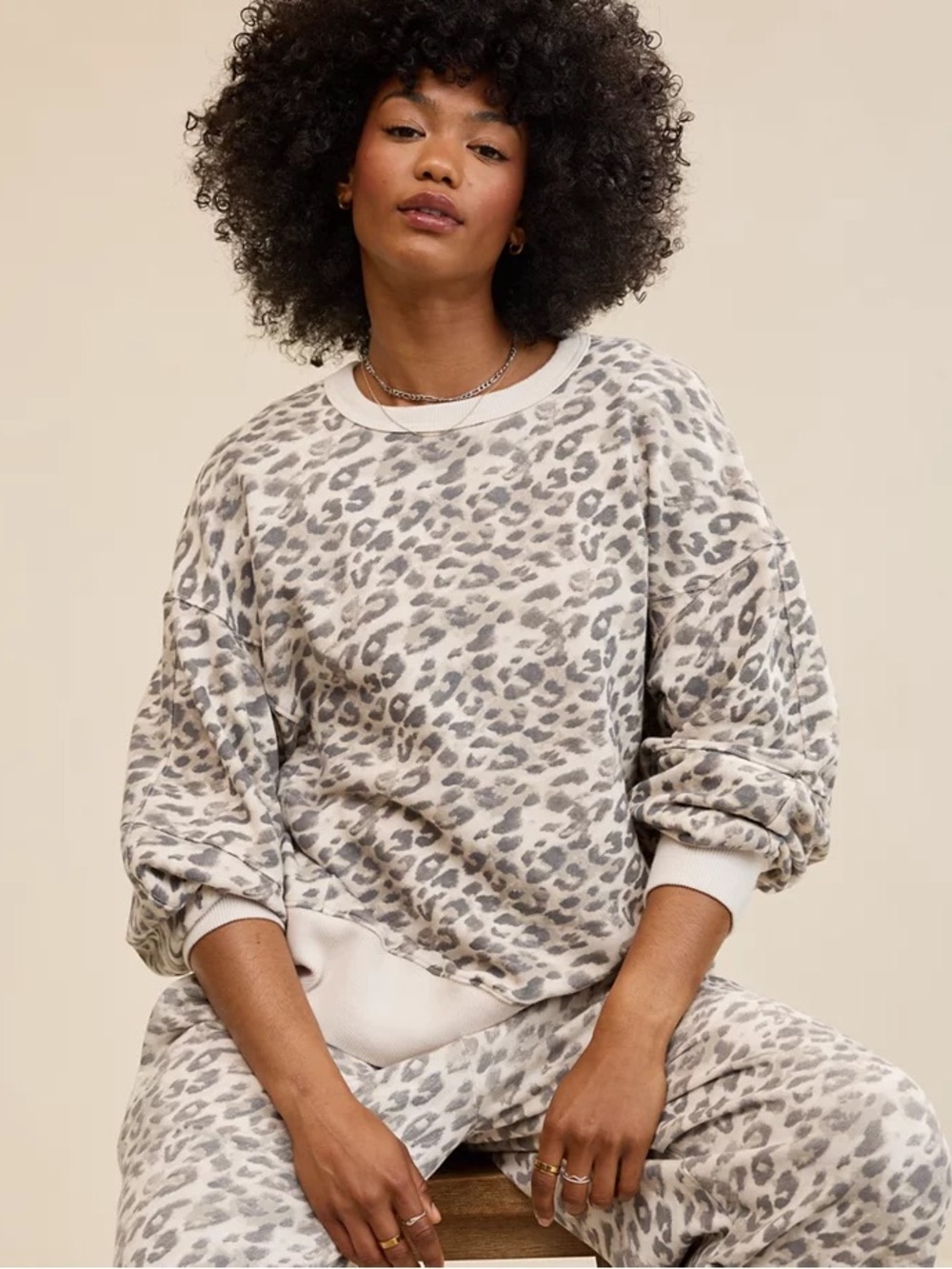 Aerie Go-To Sweatshirt - Cheetah Print - Size Medium